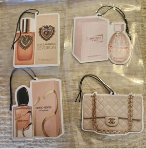 Dolce Armani Jimmy Choo Chanel Luxury Fragrance Car Air Fresheners 4pk(378)